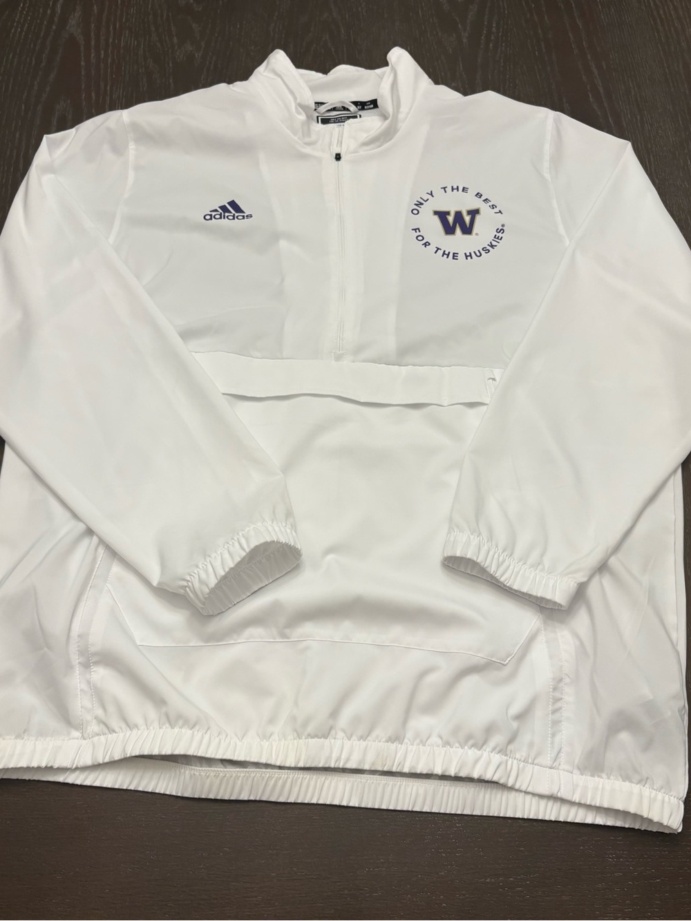 adidas White Men’s Half-Zip Washington Huskies Pullover Jacket XLT